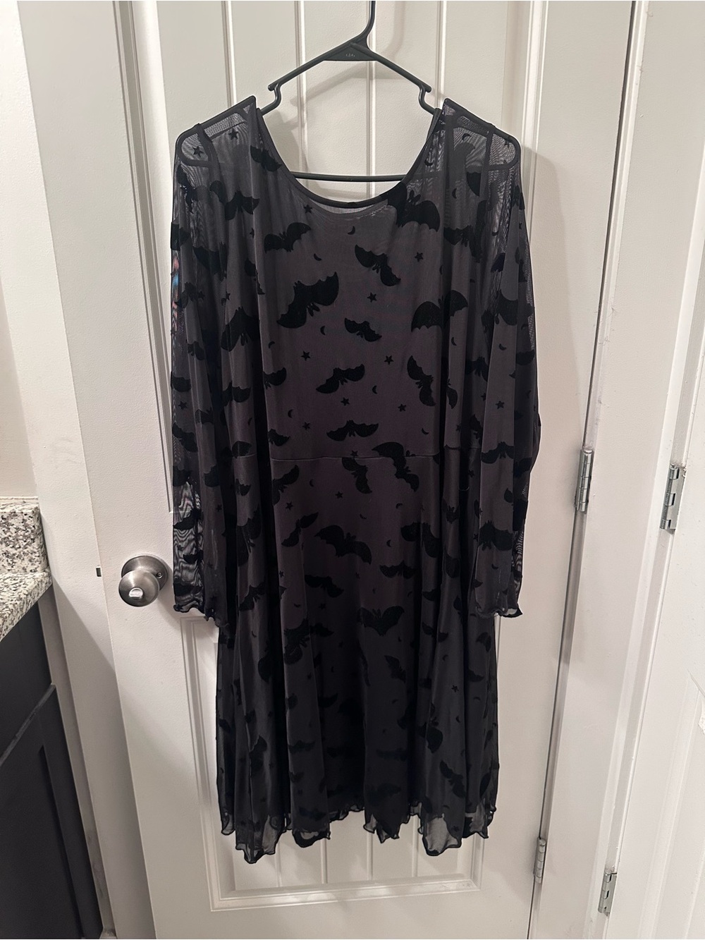 SHEIN Curve Black Mesh Bat Dress